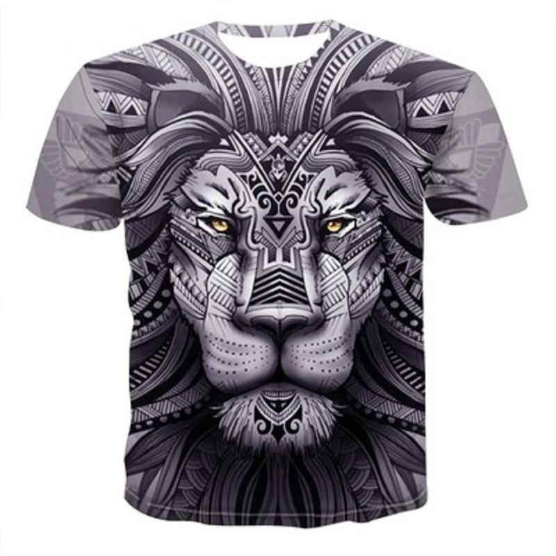 

Summer T Shirts Mens 2021 Fashion 3D Animal Printing Tshirt Men Loose Casual Graphic Lion Pattern Street Tees Youth Hip Hop Plus Size Tops, Color1