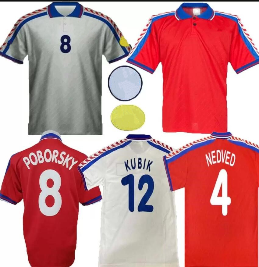 

RETRO 1996 Czech Soccer Jersey NEDVED NOVOTNY POBORSKY Frydek Kubik BERGER Football Shirt sport calcio calssic, Men
