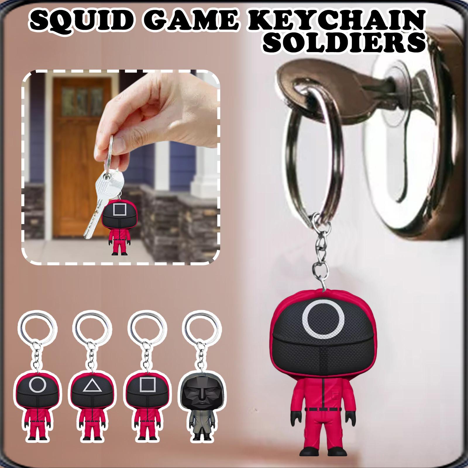 

Squid Game Keychain Soldiers popular Series Are Still Missing Your Keychain 3d Triangle Square Round Mini Doll Figurine Key Ring Car Backpack Pendant FY3245