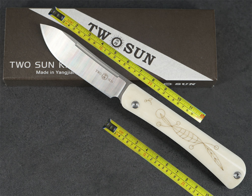 Twosun Knives SLIP JOINT M390 Titanium Bone Handle Pocket Folding Knife TS197-image-714397048