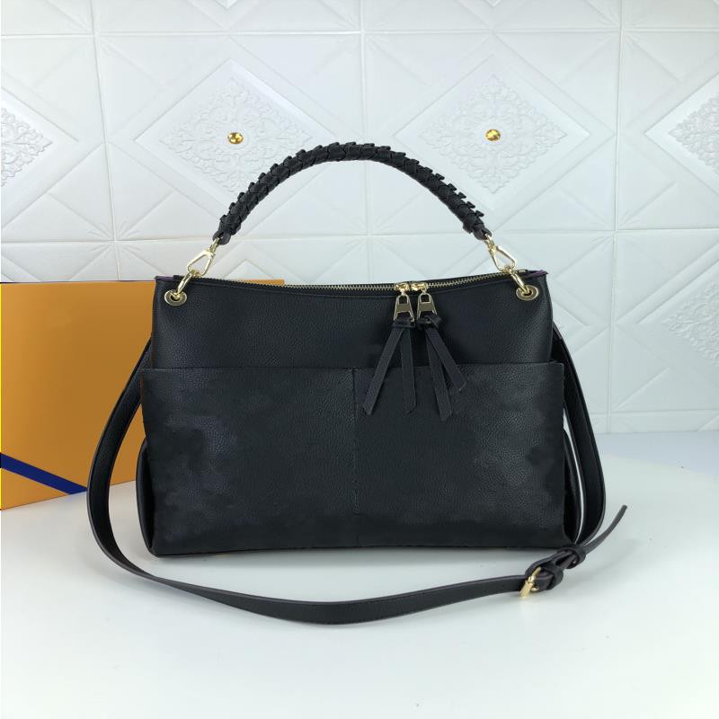 

lianquan002 Fashion Braided Embossed Metal Wrist Chain Engraved M45522 Handbag Lady High Quality Pull Leather Grained Bags Shoulder Bag Hobo Ontvr, Blue