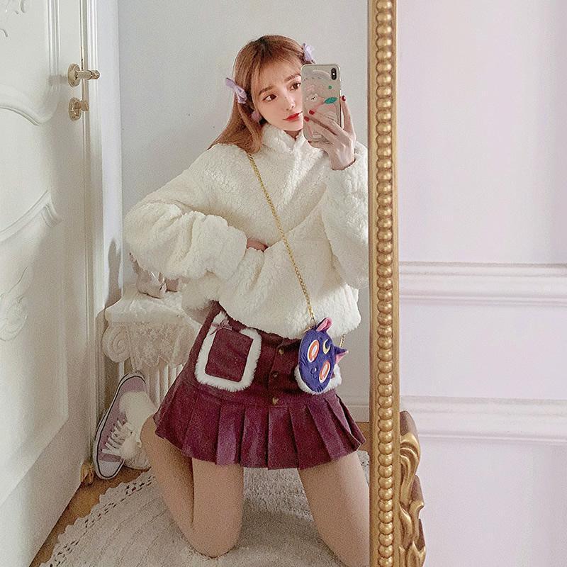 

Women's Hoodies & Sweatshirts Princess Sweet Lolita Blouse BoBON21 Soft Lamb Super Warm Thick Coat Wool High Density T1969, Pink