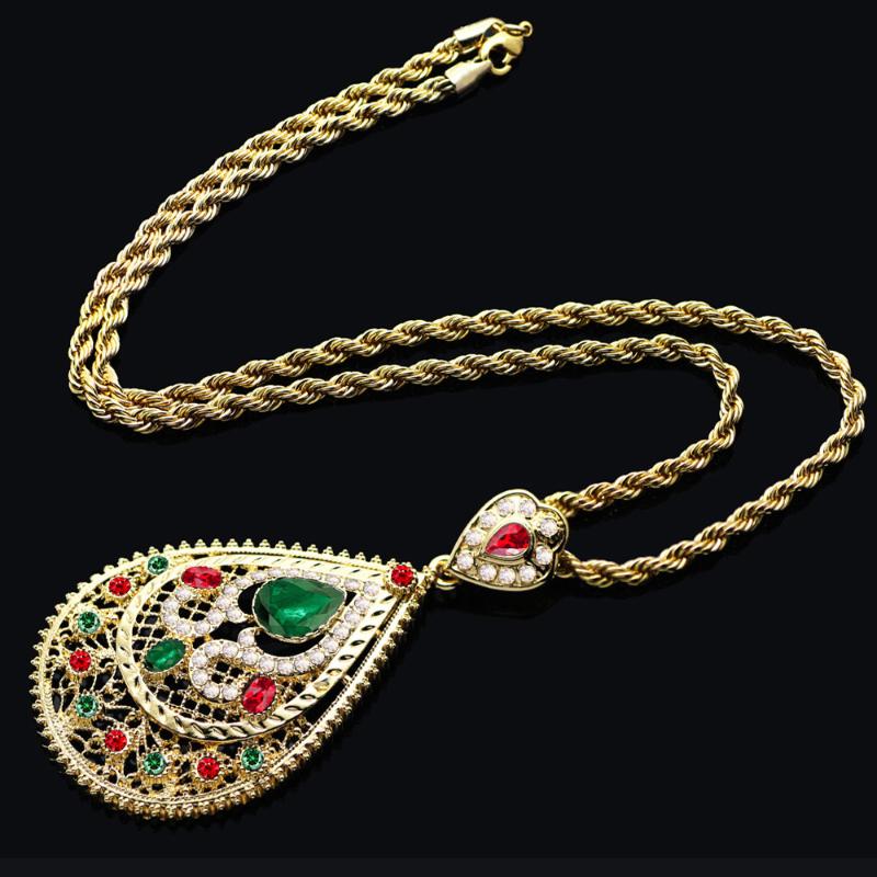 

Pendant Necklaces Crystal Women/Men Gold Color Arab Islam Mohammed Jewelry Muslim/Middle Eastern