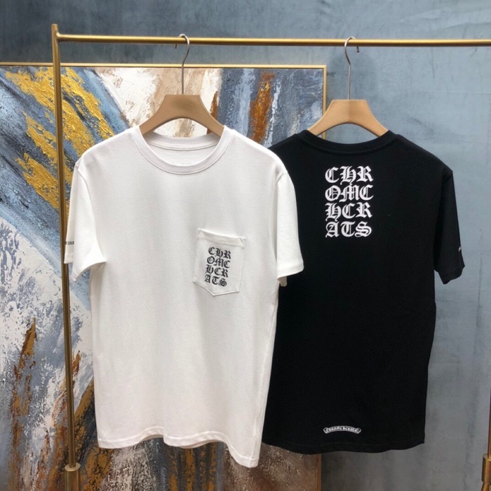 

Tshirts Tops Chrome Trend Fashion Hearts Short Sleeve Top Men's Cross Letter Print Trendy Brand Cotton, White;black