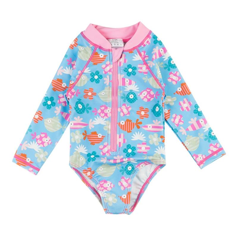 

One-Piece Suits Baby Swimsuits Kid's Swimming Long Sleeve Bathers UPF50+ Sun Protection Bathing Clothes Girl's Swimwear