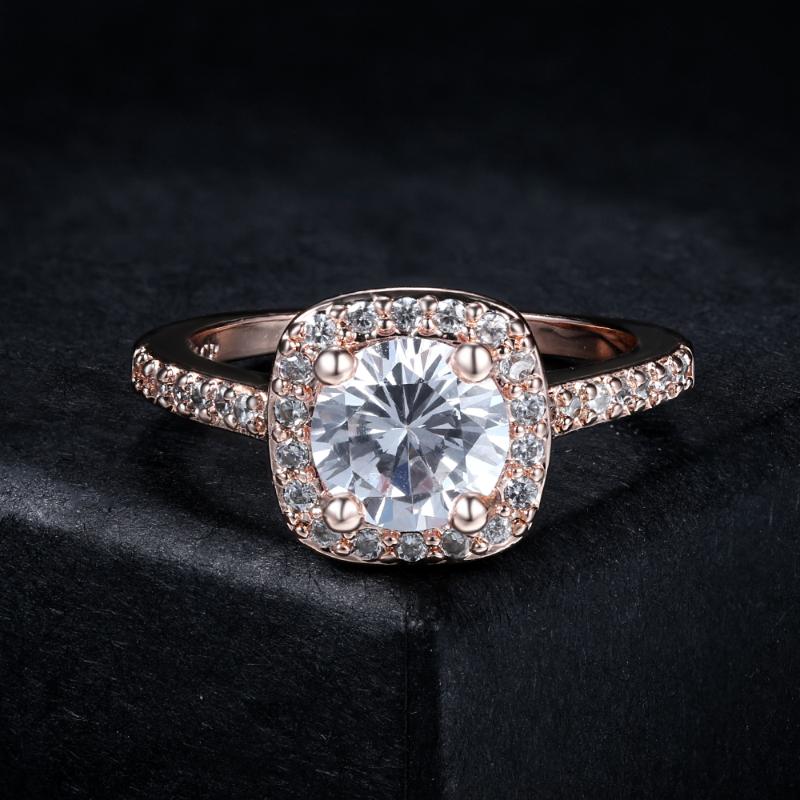 

Cluster Rings Rose Gold Color Classic Simplicity Square CZ Crystal Fashion Wedding & Engagement Ring Jewelry For Women R559 R560, Golden;silver