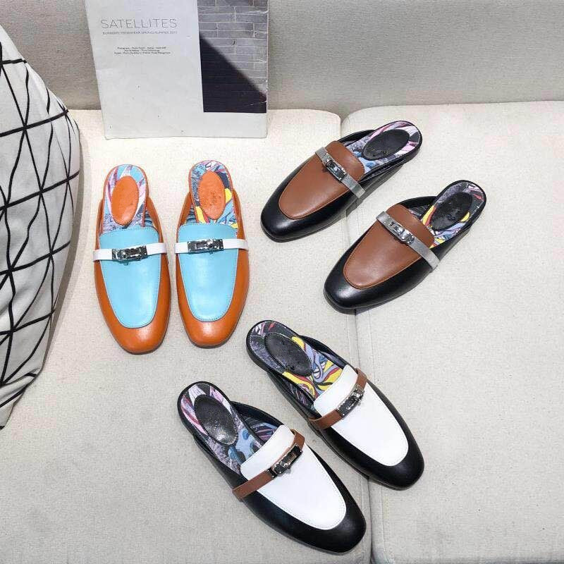 

2021Women Flat Fisherman Classical Leather Half Drag 3D Casual Shoes Designer Sandals Letter Slippers Flip Flop Slides, Red