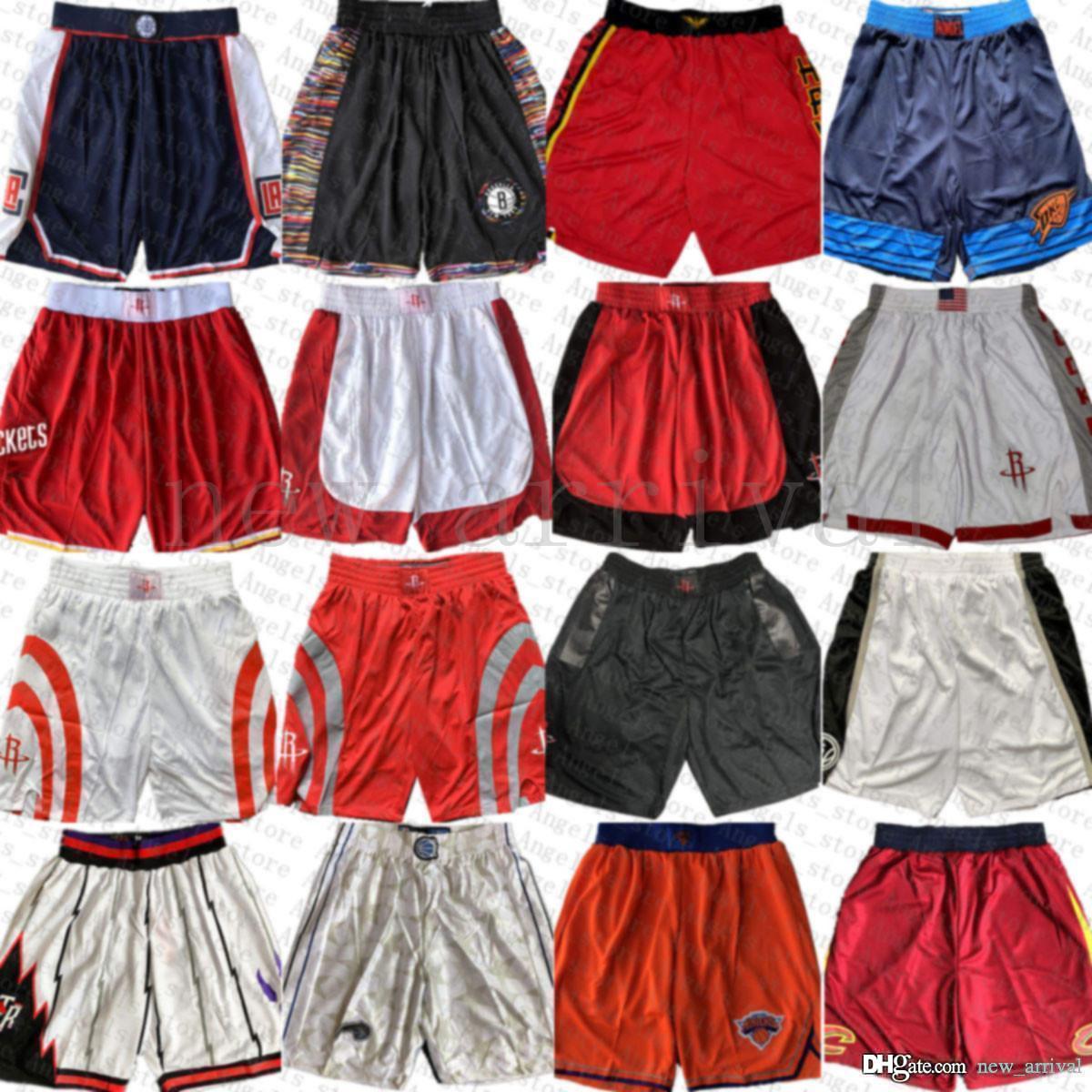 

Houston Rocket New jersey Orleans Pelicans Miami Heat Milwaukee Buck Detroit Piston Beige Pocket Basketball Shorts, Black;red