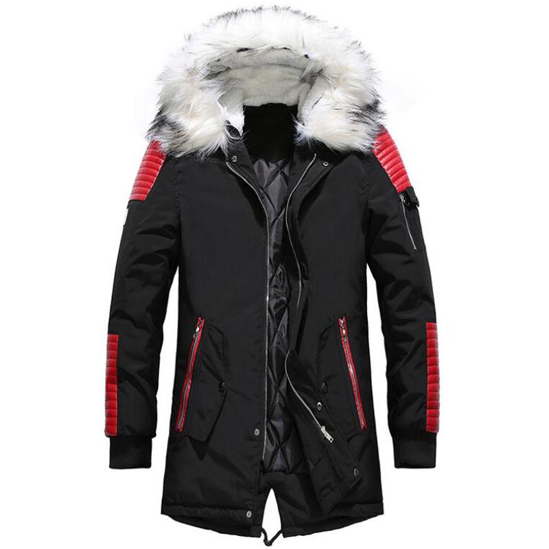 

Men's Jackets Winter Jacket Men Fur Thick Windbreaker Long Coat Chaqueta Hombre Mens Casual Outwear Coats Bomber Leather Hooded, Black;brown