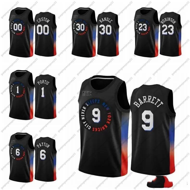 

2020/21 Men 9 RJ Barrett Kevin Knox II Swingman City Basketball Jersey Black Icon Edition, As shown in illustration4