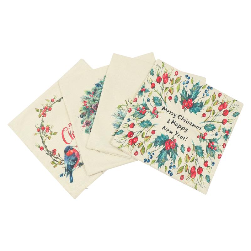 

Christmas Decorations 4Pcs Pillow Case Home Decor Winter Holiday Ornament Cover