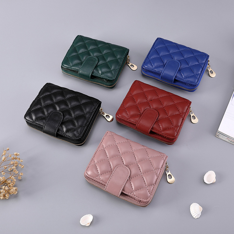 

zipper, short purse, cute multi-card Women's coin position, holder, card wallet, organ wallet diamond women leather Mvwtt, Red;black