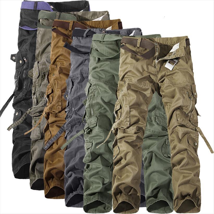 

spring autumn army tactical women pants multi pocket washing loose green cargo men casual tooling 28 42, Black