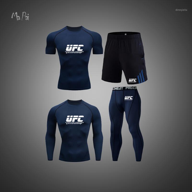 

Running Sets Men's Sports 4-Piece Compression Shaping Breathable Suit Gym Fitness Training Comprehensive T-Shirt, Black;blue