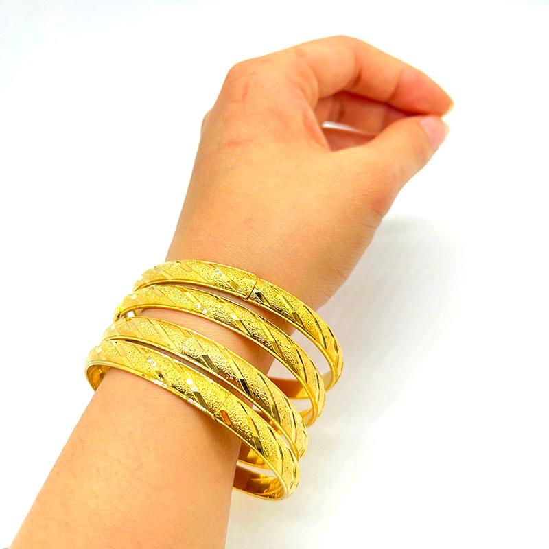 

Bangle 4pcs Dubai Fashion Gold Color Bangles Girl /Women Wedding Bridal Jewelry Arab Africa Jewely Party Gifts