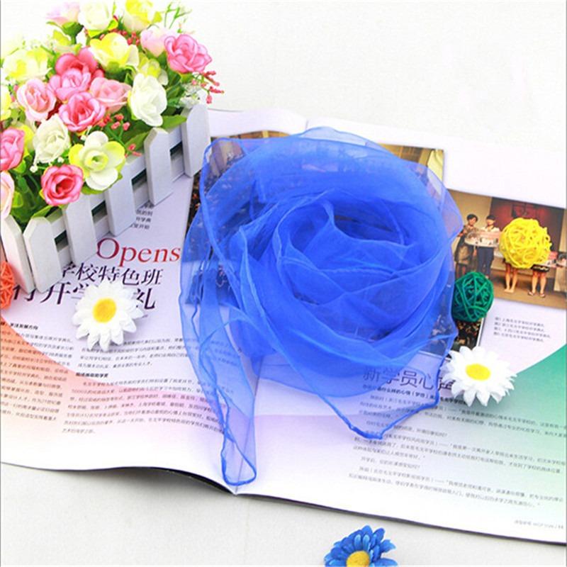 

Scarves Candy Color Square Scarf Girls Performance Small Solid Imitation Silk Head Children Dance Neck Bandana, Blue;gray