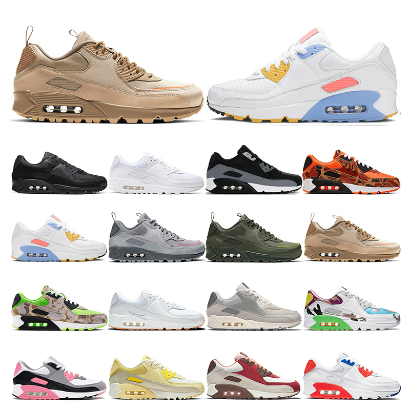 

top air max 90 mens running shoes women Safety Orange Lemon Venom White Gum green Camo Wolf dust Grey Solar Flare trainer sports sneaker outdoor fashion, 8 40-45