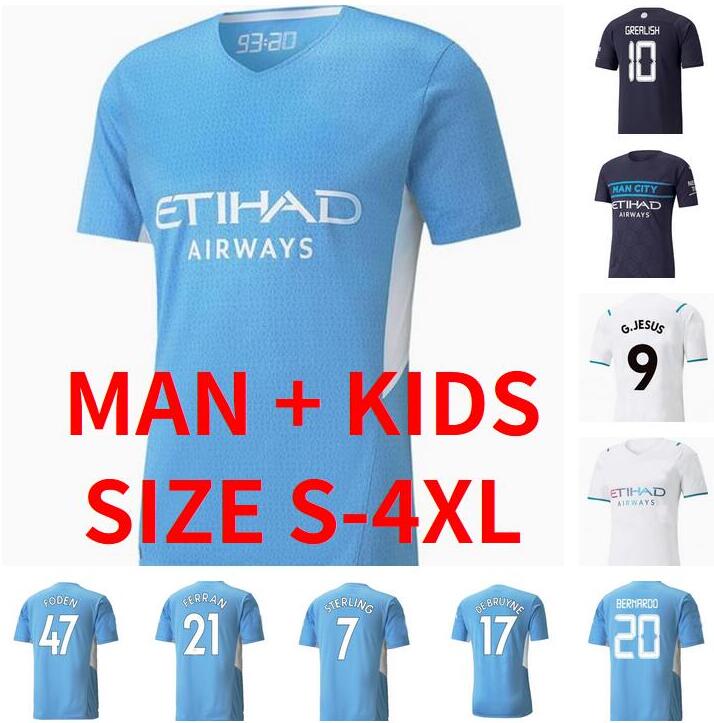 

SIZE -4XL GREALISH DE BRUYNE soccer jerseys MAN 2021 G. JESUS CITY STERLING FERRAN MAHREZ FODEN BERNARDO RODRIGO RÚBEN football shirts uniform men + kids patch, 21/22