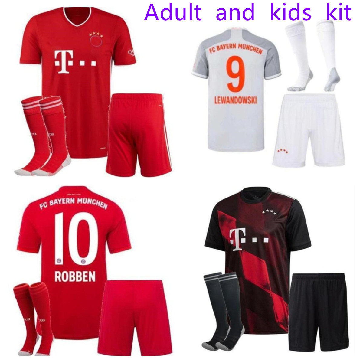 

20 21Adults and kids Bayern Munich soccer Jerseys LEWANDOWSKI HERNANDEZ COUTINHO child Adult uniforms Full set Football kit, Black;yellow