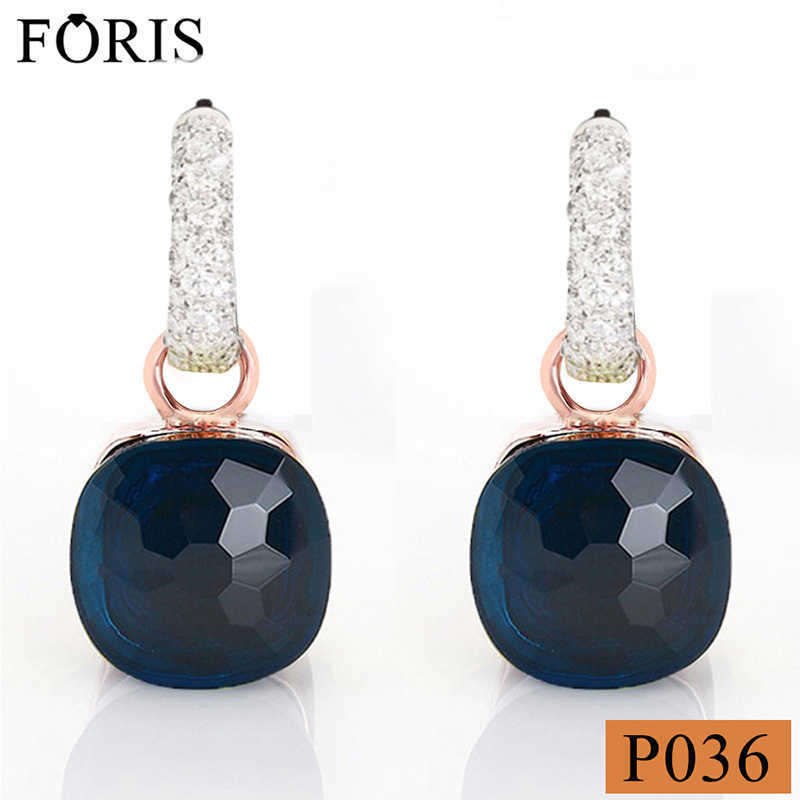 

FORIS 10 Colors Faceted Crystal Candy Square Gold Inlay Zircon CZ Water Drop Earrings Fashion Women Jewelry