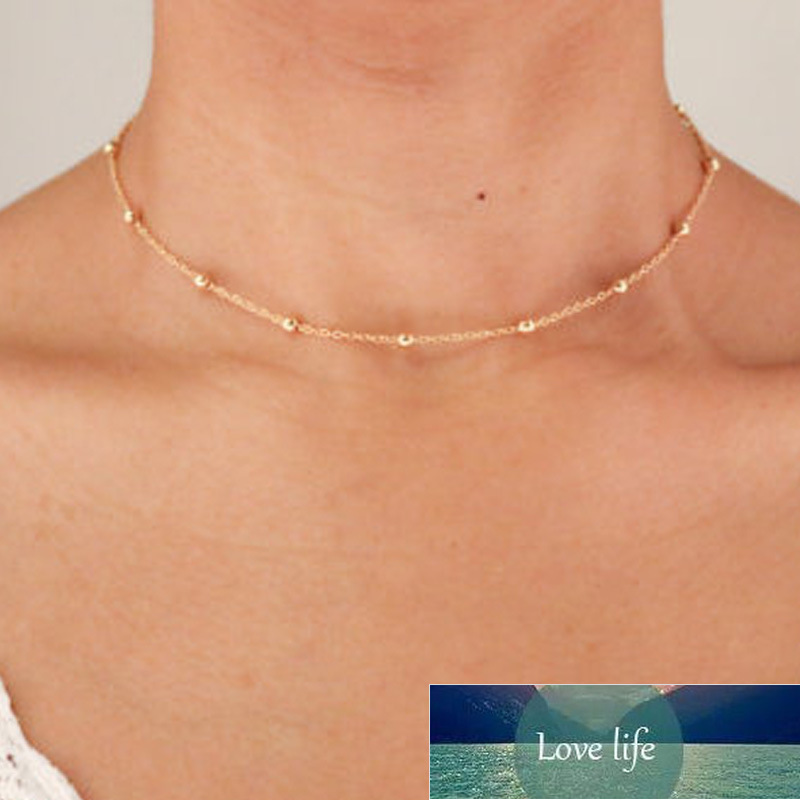 

Fashion Chain Fashion Short Gold-plated Small Ball Chain Choker Necklace for Women Clavicle Chain Silver-plate Wholesale