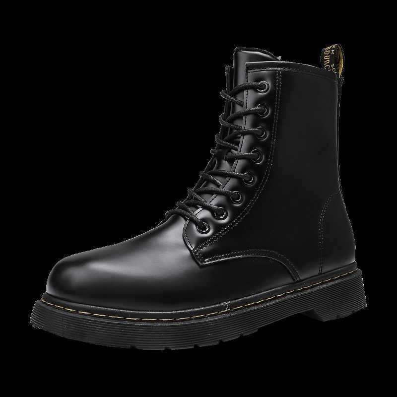 

Boots Men Genuine Leather Ankle Boots Punk Motorcycle Shoes Thick Heel Winter Shoes Men Shoes Casual Black Boots 210826