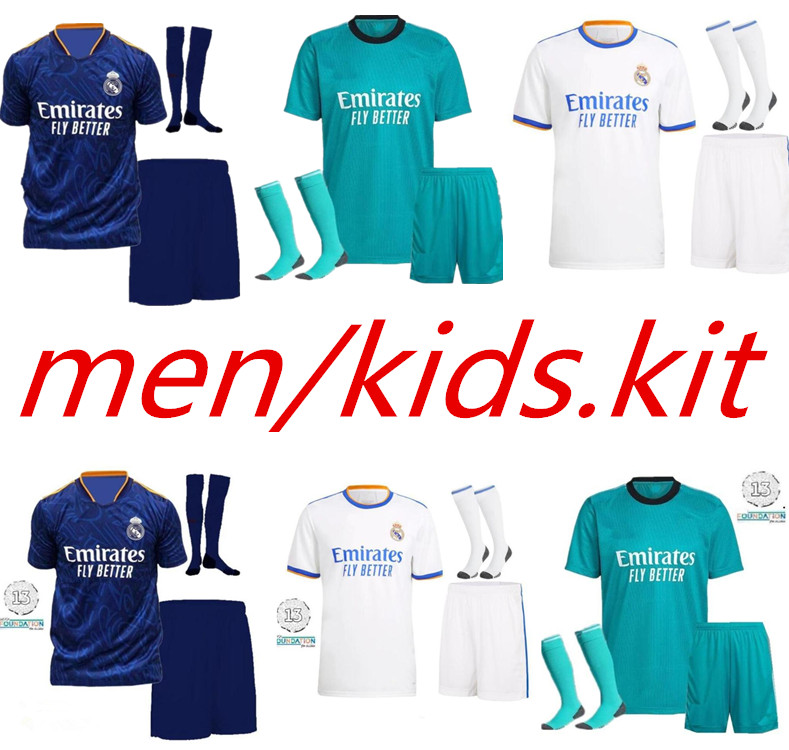 

2021 2022 Real Madrid soccer jersey HAZARD men and kids kits with socks 21 22 Football shirt Asensio MODRIC ISCO child Soccers Sets 999, Multi