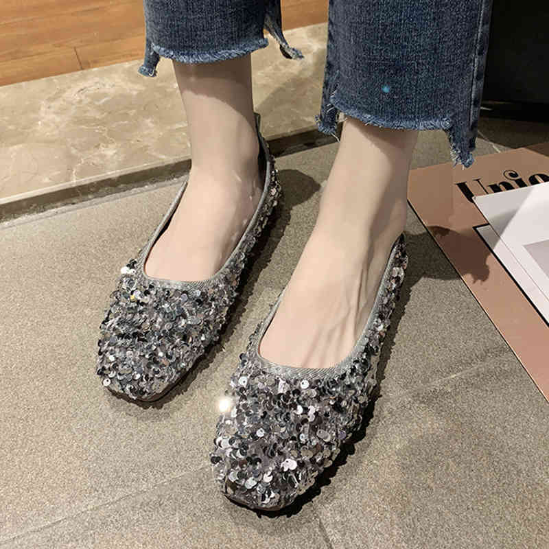 

Dress Shoes Lucyever Outdoor Light Weight Flat Ladies Spring Sequin Soft Single Women Comforthable Breathable Canvas Woman IJBF, Pink