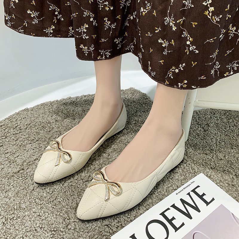 

Sandals Solid Women Shoes Flat Heel Candy Color Casual Soft Ballet s Female Spring Summer Loafer Bowknot 2021 JMVK, Black
