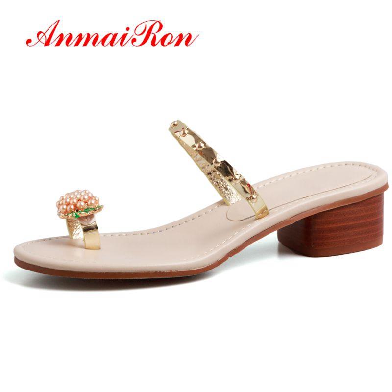 

Slippers ANMAIRON Arrival Women Fashion Solid Summer Outside Zapatos De Mujer Shoes Size 33-40 LY1458, Black