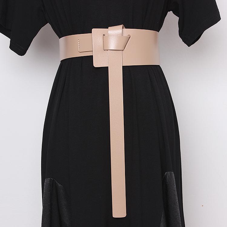 

Belts Women's Runway Fashion Geunine Leather Cummerbunds Female Dress Corsets Waistband Decoration Wide Belt TB1177, Black