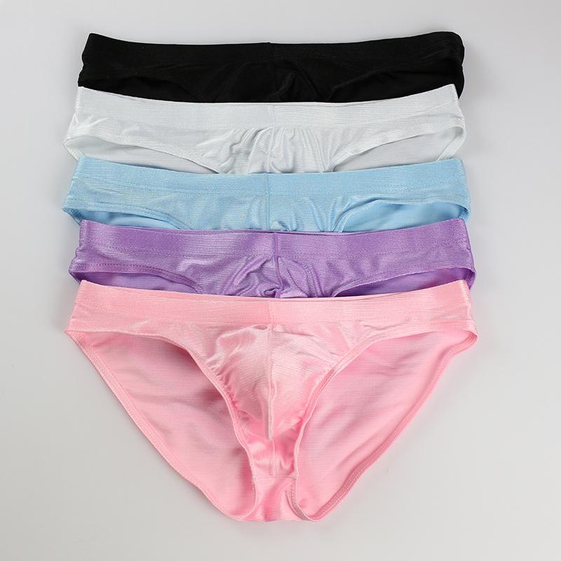 

Underpants AIIOU 5Pcs/Lot Men Underwear Ice Silk Seamless Briefs High Quality Male Panties U Convex Pouch Slip Quick Dry Shorts