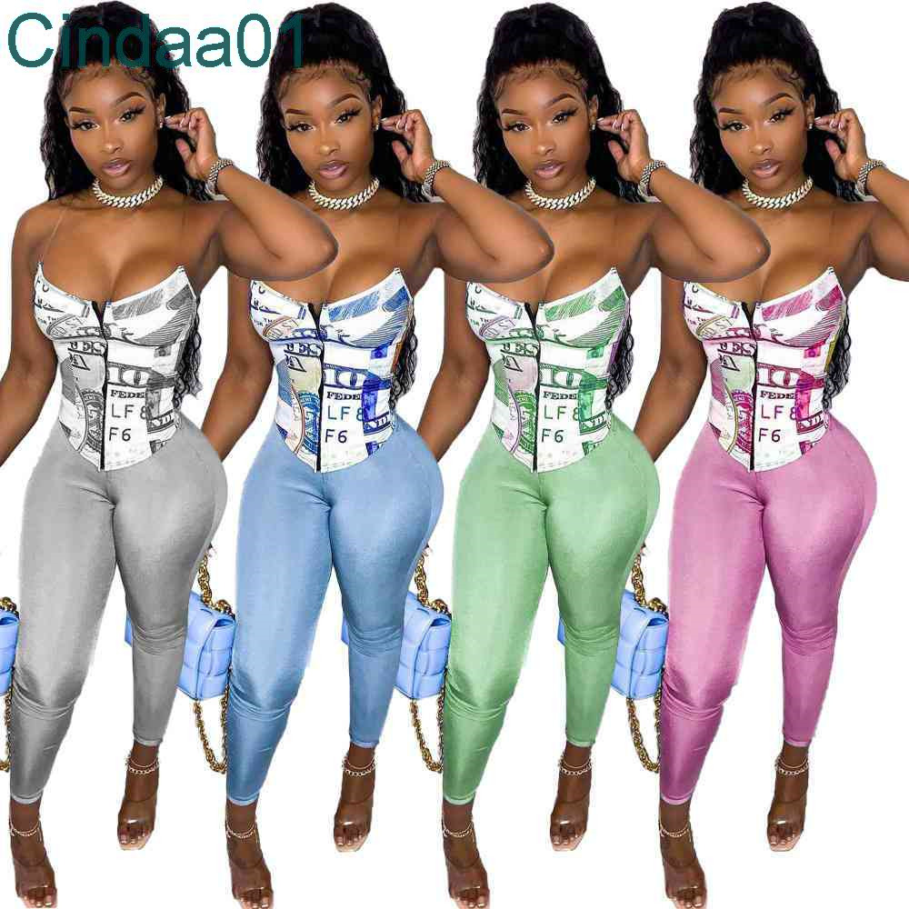 

Women Two Piece Pants Set Shorts Outfits Slim Tight Sexy Letters Pattern Printed Strapless Top Small Bra Leisure Sports High Elasticity Suit, Gray