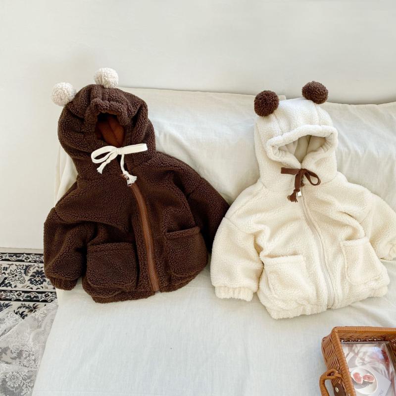 

Jackets Kids Hoodies Winter Korean Boys Clothes For Girls Velvet Loose Lamb Warm Sweatshirts Infant Outfit Children's Jacket Coat, Beige