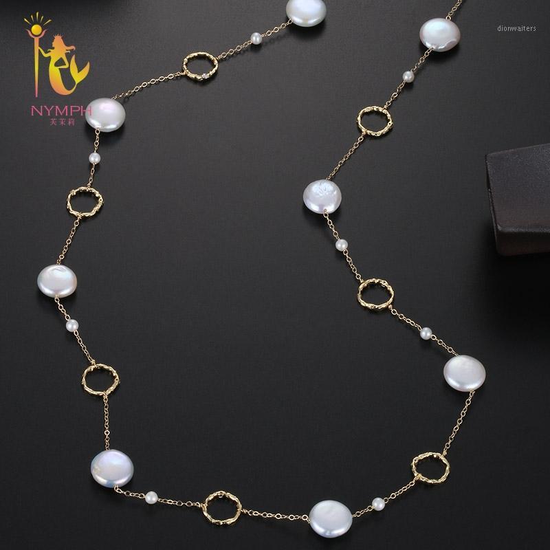 

[NYMPH] Fine Jewelry Long Pearl Necklace Natural Baroque Sweater Chain For Women Anniversary Gift X345 Chains