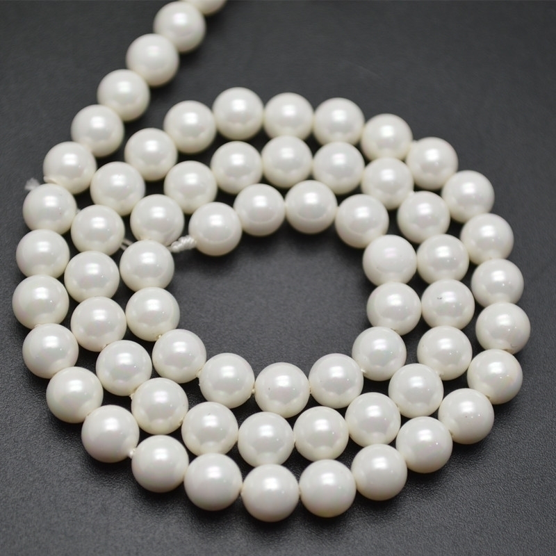 

6mm 8mm 10mm White Shell Pearl Round Loose Beads Fashion Jewelry Making Supplies