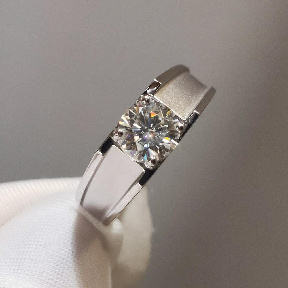 

18K white gold ring 1ct D VVS moissanite men excellent cut Engagement Wedding Jewellery