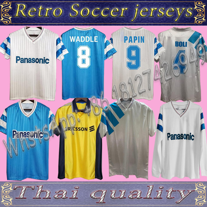 

Retro Olympique de Marseille 1992/93 Soccer Jerseys Futbol Maillot Vintage Kit Football Camiseta Classic Shirt, Black;yellow