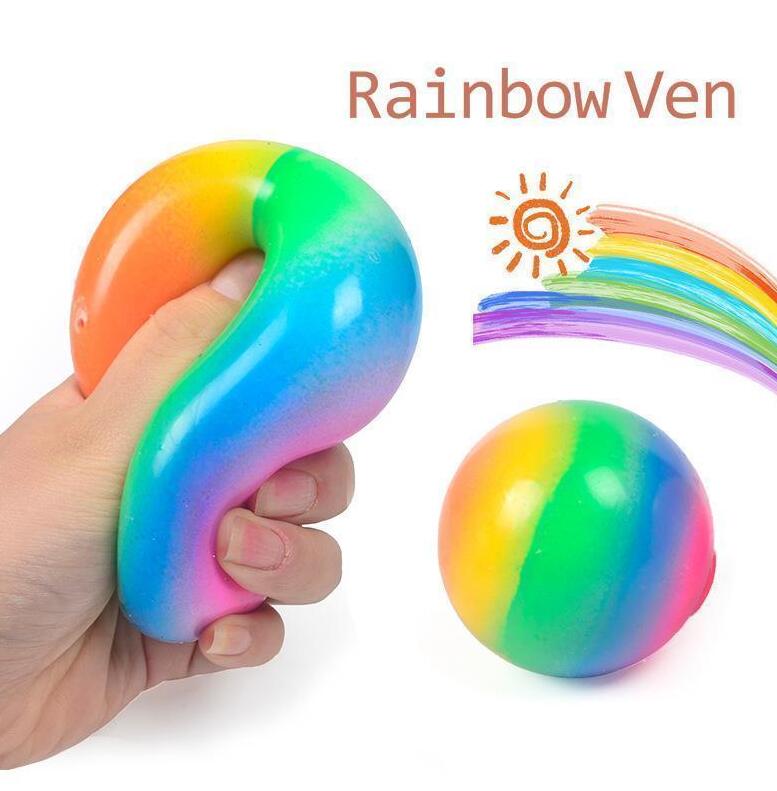 Squish Squeeze Rubber Stressball Anxiety Stress Relief Autism Fidget Jelly Squishy Rainbow Vent Ball Squeezy Stress Ball for Kid Adult DHL Fast F-image-663290598