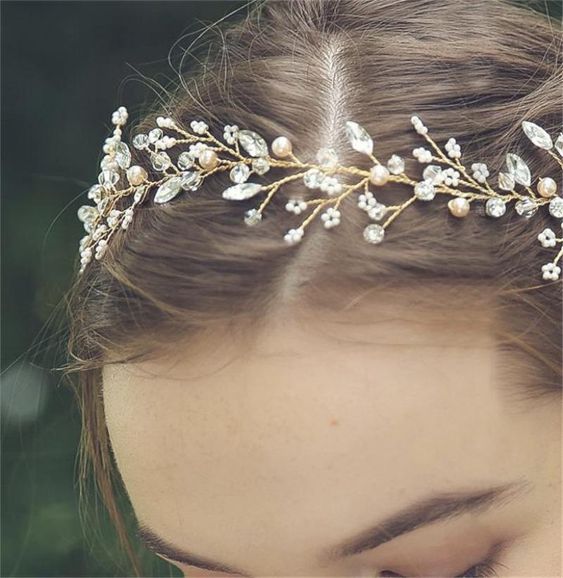 

Headpieces Fashion Gold Color Headbands For Handmade Crystal Rhinestone Tiaras Hairbands Wedding Hair Accessories