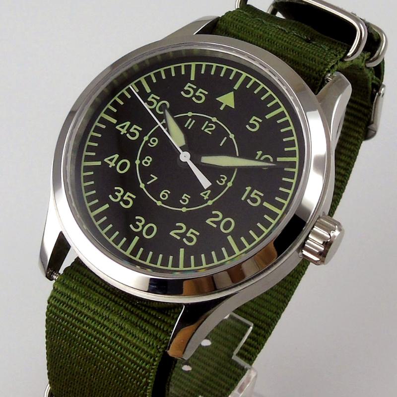 

Wristwatches 42mm Sterile Dial Watch Sapphire Glass Military Men Automatic Sport Design Mechanical Mens, Seagull 1612