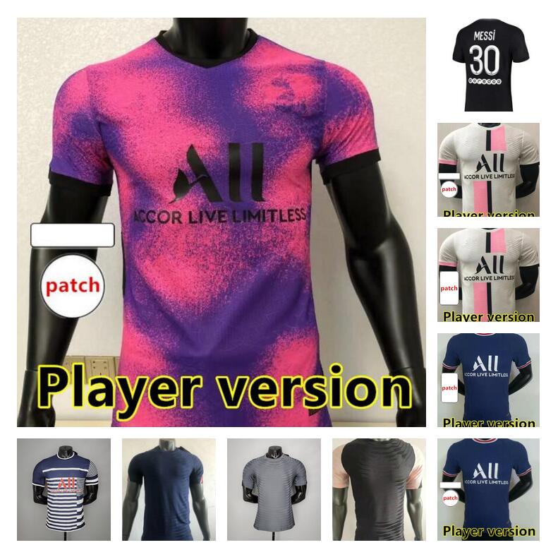 

player version 21 22 messi SERGIO RAMOS soccer jerseys MBAPPE VERRATTI 2021 2022 MARQUINHOS KIMPEMBE DI MARIA KEAN GANA football Jersey tops men shirt, Black;yellow