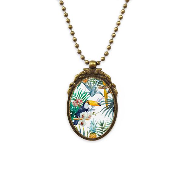

Pendant Necklaces Watercolor Toucan Shrub Pineapple Parrot Antique Brass Necklace Vintage Jewelry Deluxe Gift