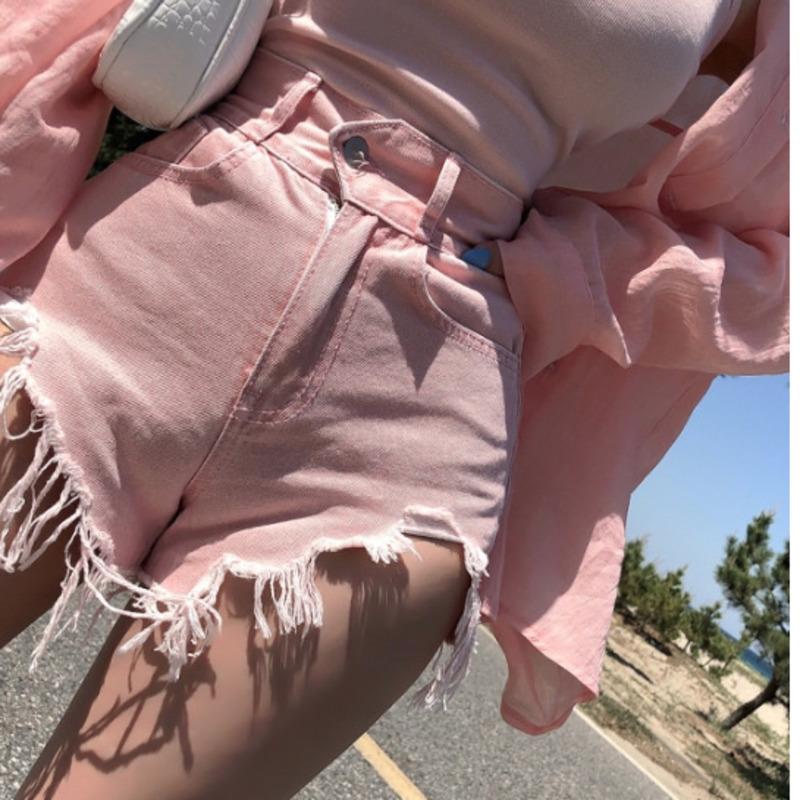 

Women' Shorts WOMENGAGA Korea 2021 Summer High Waist Denim Short Mini Sexy Thin Pink Cowboy Women Girl Female 9X8N, Black