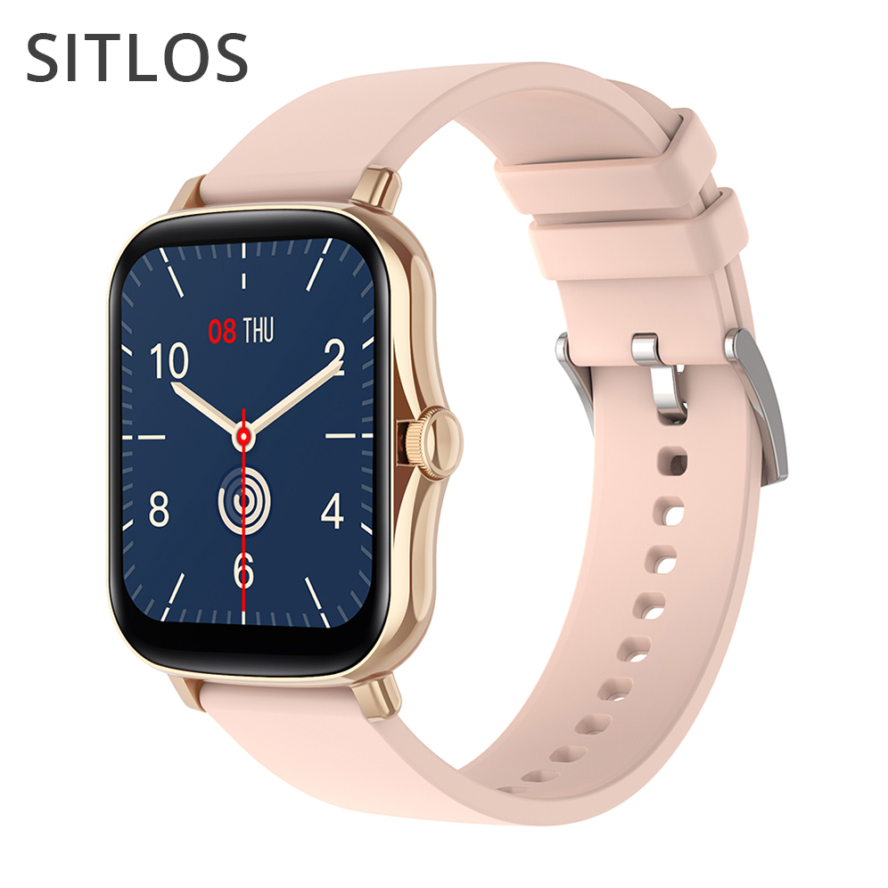 

SITLOS 2021 Smart Watch P8 Plus Women 1.69 Inch Blood Pressure Heart Rate Tracker IP67 Waterproof 8 Modes for Android iOSg, Black