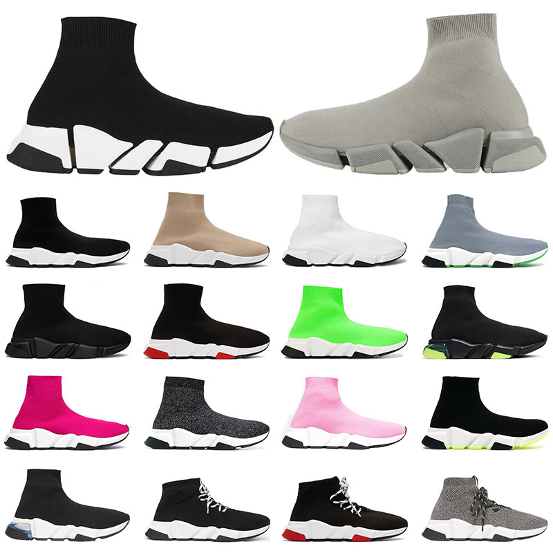 

Mens classic Sock shoes platform Casual of triple black white Red Clearsole Yellow Fluo bule Flat Graffiti sole womens fashion sneakers 36-45, Color#9