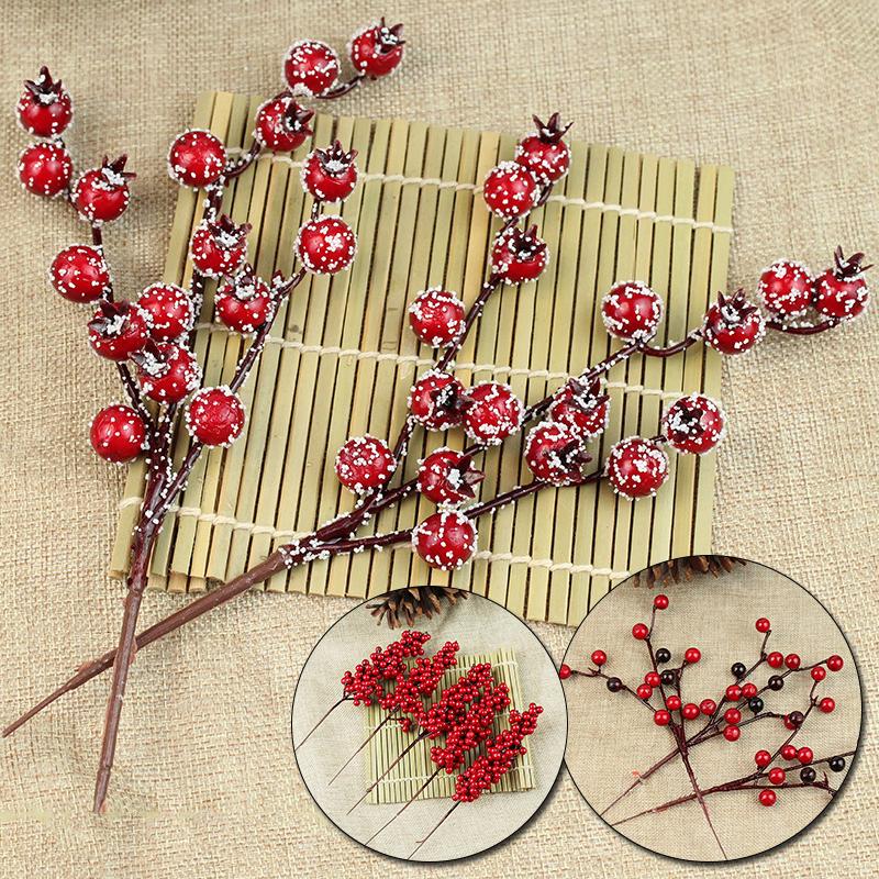 

Christmas Decorations 20PCS 20-26cm Artificial Home Pine Cone Red Berry Bouquet Flower Branch Decoration Wedding Decor Festive Supplies