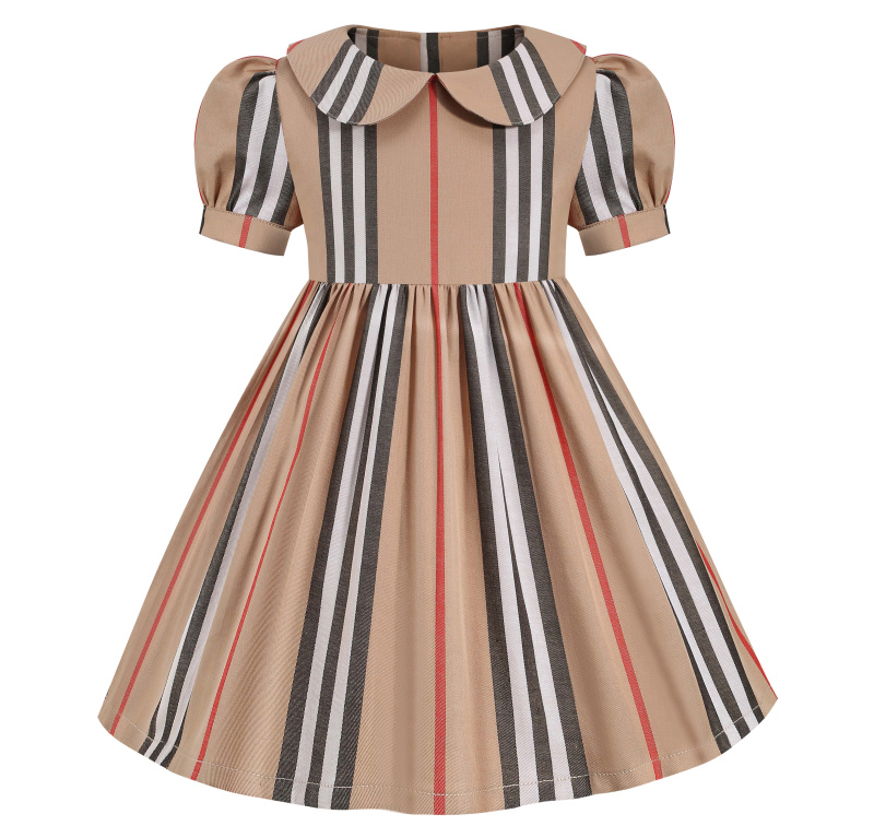 

2022 New Baby Dress Short Sleeve Cotton Clothes Stripe Fashion European Style Baby Kids Clothing Clothes Girls Dress 2-6 Years, 01