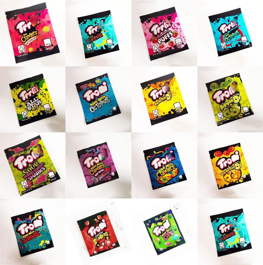 TROLLI chuckles Patch Medibles Candy for Edibles wrapper bags Gummy Bear Worm 500mg resealable Edible Mylar Packaging Bag