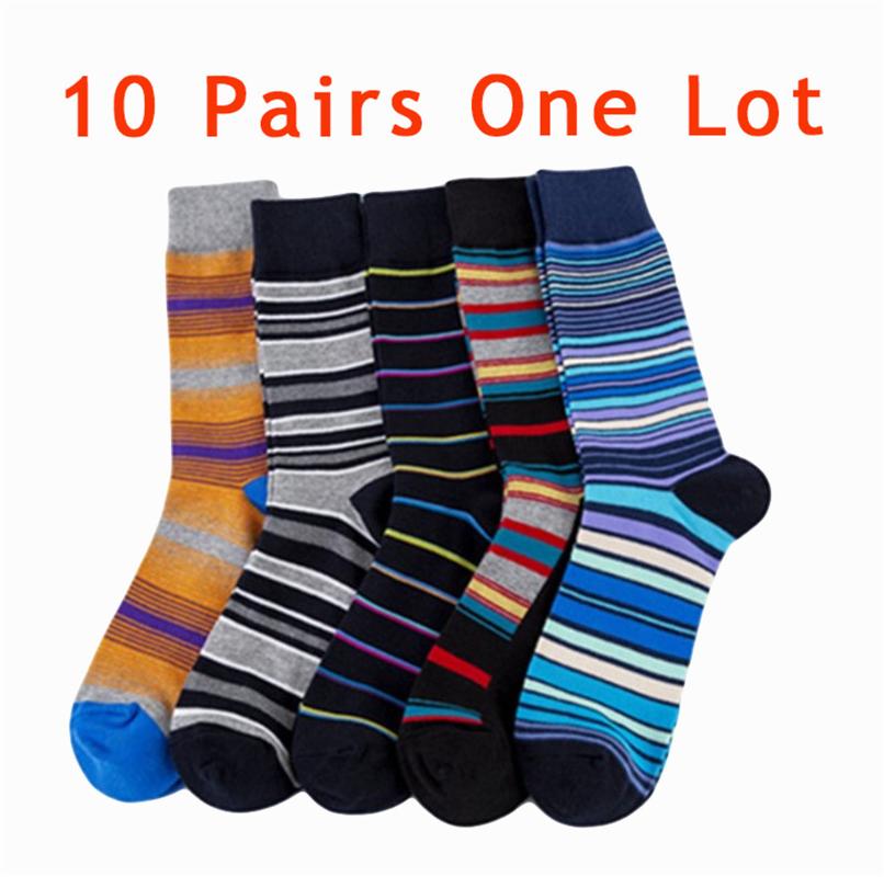 

Men's Socks 10 Pairs Men Pinstripe Black Blue Stripe Crew Sports Dress